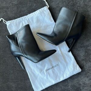 WOMAN by COMMON PROJECTS Leather Ankle Bootie, Black, Size 37